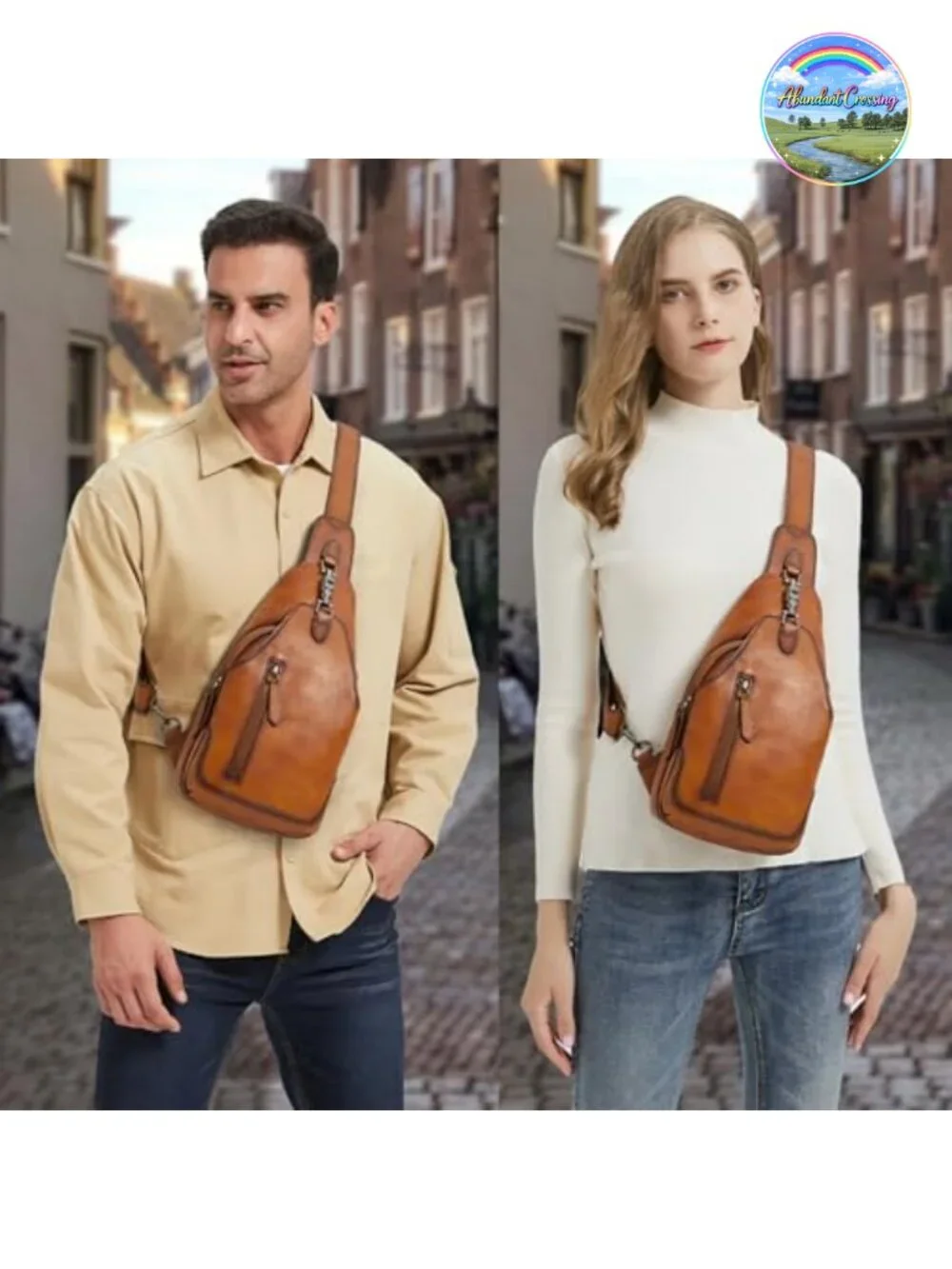 Genuine Leather Sling Bag Crossbody Chest Bag Shoulder Purse